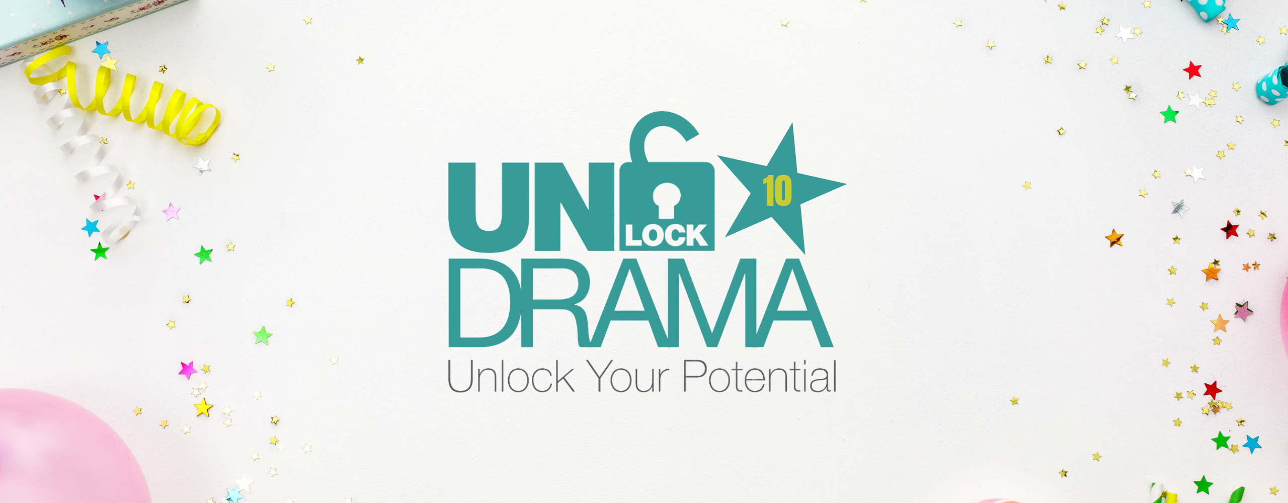 A 10 year celebration image for the Unlock drama blog about celebrating 10 years of Unlock drama a decade of impact and resilience