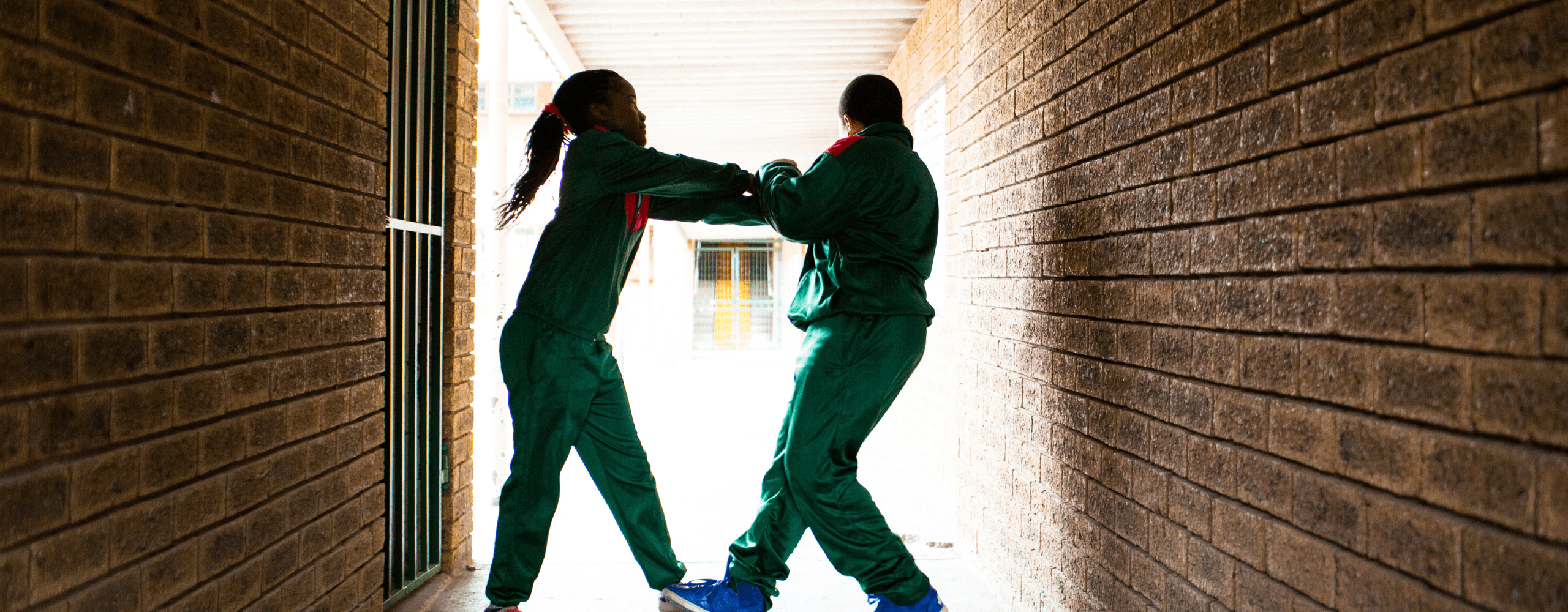 2 young people fighting for the Unlock drama blog park Academy West London