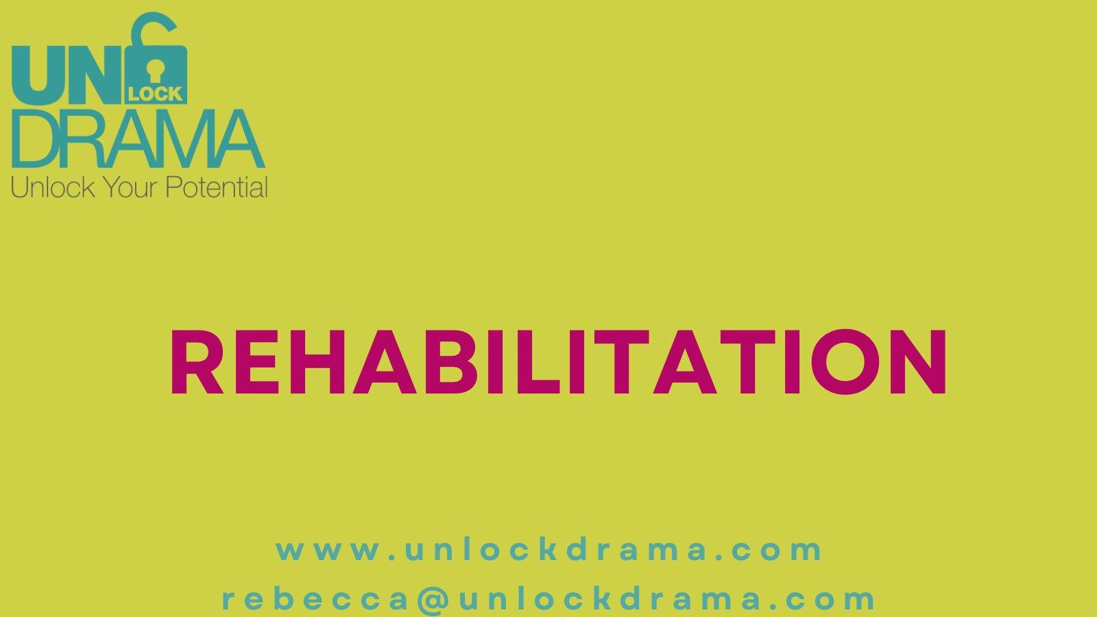 Rehabilitation title for the Unlock drama blog about how their projects can help with rehab rehabilitation in prisons and also the community