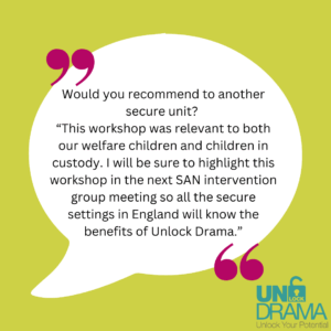 A participant testimonial from an Unlock drama block about supporting neurodiversity and neurodivergent people in custody