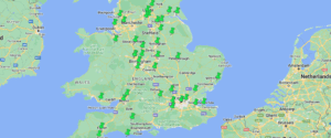 A map of the UK with pins in everywhere and Unlock drama has completed a project for the Unlock drama blog called pin maps a visual journey across the UK